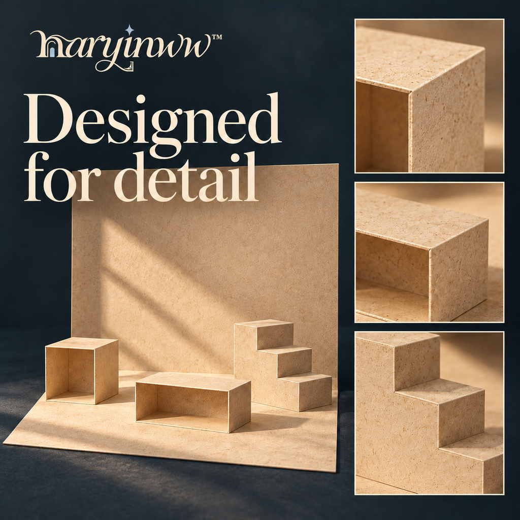 naryinww™ Sandstone Study Printable Product Photography Kit — Stone-Look Mini Backdrops, Paper Plinth Templates & Jewelry Styling
