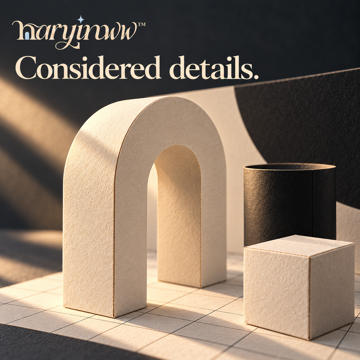 naryinww™ Monochrome Forms Printable Product Photography Kit — Black and White Mini Backdrops, Geometric Paper Props & Tabletop Styling