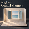 naryinww™ Coastal Shutters Printable Photography Backdrop — Mini Seaside Window Scene, Paper Shutters & Jewelry Styling Kit