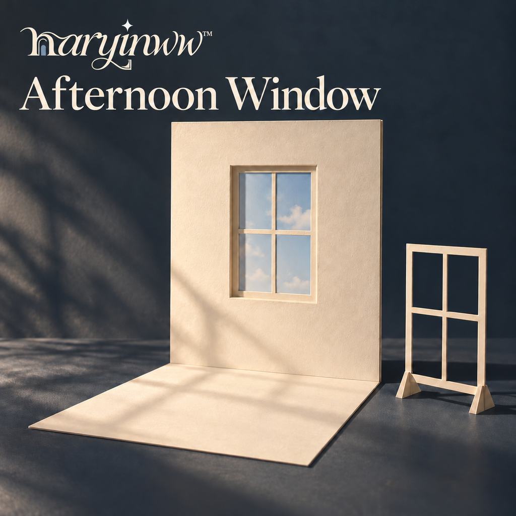 naryinww™ Afternoon Window Printable Photography Backdrop — Mini Window Scene, Shadow Stencil & Small Product Photo Kit